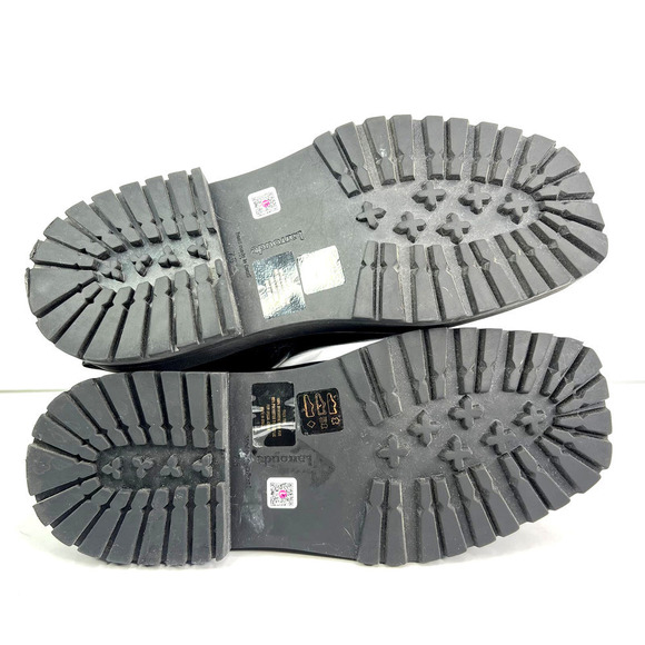 Larroude Hailey Faux Fur Lined Platform Bootie Ankle Boot Black Leather Square - Picture 6 of 10